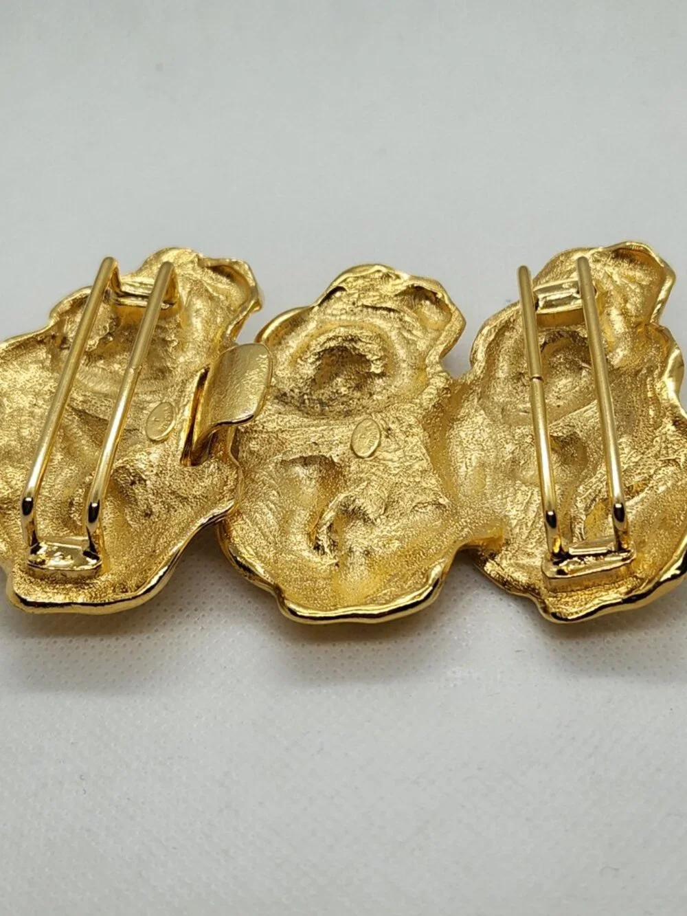 LAUREN J Womens Goldtone 2 Piece Belt Buckle Abstract Nugget Molton Gold Design